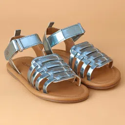 Babyoye Solid Party Wear Sandals with Velcro Closure - Blue image 2