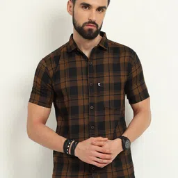 ALLWIN PAUL Men Classic Shepherd Checks Opaque Checked Casual Shirt image 1