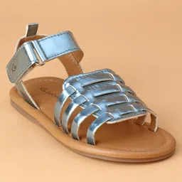 Babyoye Solid Party Wear Sandals with Velcro Closure - Blue image 3