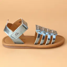 Babyoye Solid Party Wear Sandals with Velcro Closure - Blue image 4