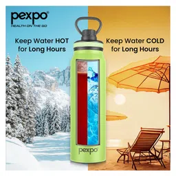 Pexpo Austin Hot & Cold 740ml Stainless Steel Water Bottle| Green | lightweight & Vacuum Insulated| Leak proof & BPA Free| for sports, travelling, & hiking image 5
