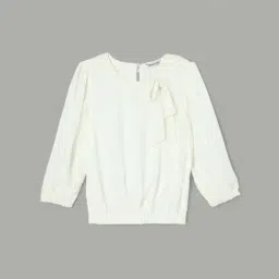 Fame Forever by Lifestyle Girls White Solid Full Sleeves Woven Top-image-49