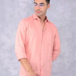 Crimsoune Club Peach Slim fit Solid Shirts-image-32