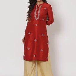 Rangriti Red Embroidered Straight Kurta-picture-5