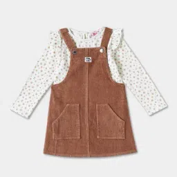 R&B Kids Brown Floral Regular Fit Dungaree-picture-44