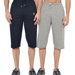 Vimal Jonney Navy & Grey Regular Fit Capris - Pack of 2-image-20