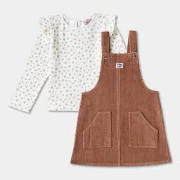 R&B Kids Brown Floral Regular Fit Dungaree image 2
