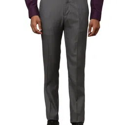 Raymond Grey Slim Fit Checks Trousers image 1
