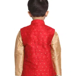VASTRAMAY Kids Maroon & Rose Gold Embellished Nehru Jacket image 2