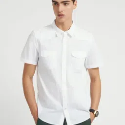 Guess White Cotton Regular Fit Solid Shirt-picture-13