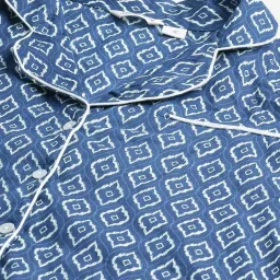 Divena Navy Blue Printed Cotton Top & Pant Set image 5