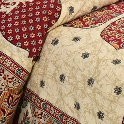 BED-SHEET.COM Off White & Red Printed Pure Cotton 280 TC King Bedsheet Set 2.74 m x 2.54 m image 2