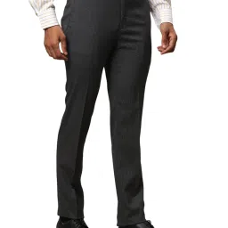 Raymond Grey Slim Fit Checks Trousers image 4