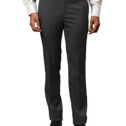 Raymond Grey Slim Fit Checks Trousers image 1
