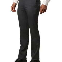 Raymond Grey Slim Fit Checks Trousers image 3