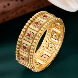 Peora Gold Traditional Synthetic Stone Thick Openable Kada Bangle image 5