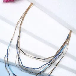Madame Rose Gold & Blue Rose Gold-Plated Multi Layered Glass Bead Necklace-image-1