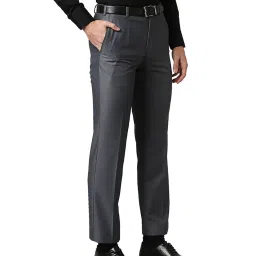 Park Avenue Medium Grey Regular Fit Trousers image 4