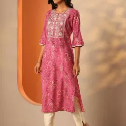 Libas Pink Regular Fit Embroidered Kurta image 3