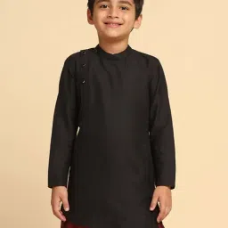 KISAH Kids Black Cotton Regular Fit Full Sleeves Kurta-image-6