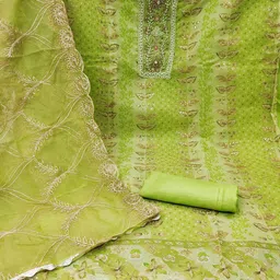 MANVAA Embellished Organza Unstitched Dress Material image 4