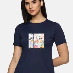 Moda Rapido Women Floral Printed Round Neck Cotton T-shirt-image-17