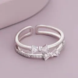 Kushal's Fashion Jewellery White Rodium Trendy Zircon Finger Ring for Women-image-57