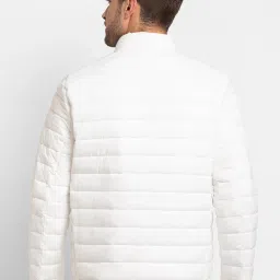 Spykar White Straight Fit Self Pattern Jacket image 2