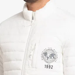 Spykar White Straight Fit Self Pattern Jacket image 4