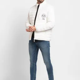 Spykar White Straight Fit Self Pattern Jacket image 5