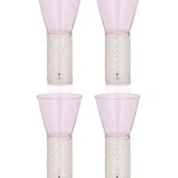 Troveas Clear & Pink Flamingo Frost Tall Cocktail Glasses - Set of 4 (190 ml) image 3