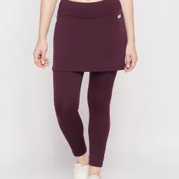 Clovia Purple Regular Fit High Rise Tights With Attached Skirt image 1