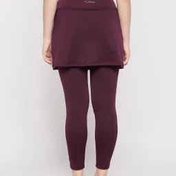Clovia Purple Regular Fit High Rise Tights With Attached Skirt image 2