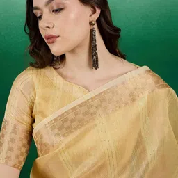 all about you Woven Design Zari Organza Handloom Kanjeevaram Saree image 4