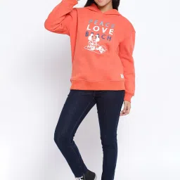 Lil Tomatoes Kids Peach Printed Full Sleeves Sweatshirt image 4