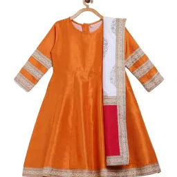 Ahalyaa Kids Orange Regular Fit Kurta & Dupatta image 1