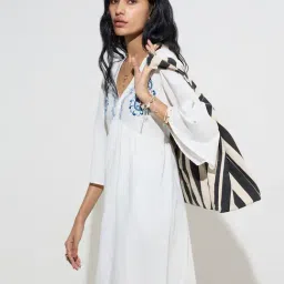 Bombay Paisley by Westside White Embroidered Cotton-Blend A-Line Dress-picture-28