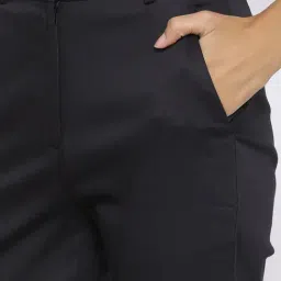 Rooted Black Regular Fit Flat Front Trousers image 5