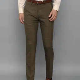Louis Philippe Brown Slim Fit Checks Trousers image 1