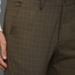 Louis Philippe Brown Slim Fit Checks Trousers image 4