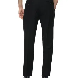 Louis Philippe Black Regular Fit Flat Front Trousers image 2