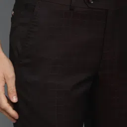 Louis Philippe Gods & Kings Brown Slim Fit Checks Trousers image 4