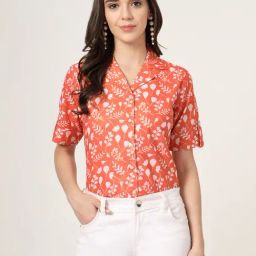 Style Quotient Women Brown & White Floral Printed Polyviscose Short Sleeve Semi Formal Shirt-picture-16
