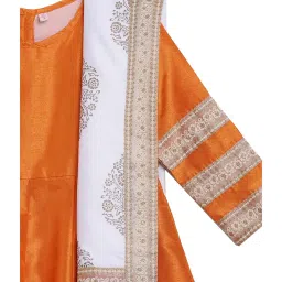Ahalyaa Kids Orange Regular Fit Kurta & Dupatta image 3