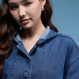 HERE&NOW Pure Cotton Hooded Denim Jacket image 3