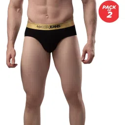 UnderJeans by Spykar Black Briefs - Pack of 2 image 1