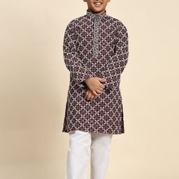 Pro-Ethic STYLE DEVELOPER Boys Ethnic Motifs Printed Regular Pure Cotton Kurta with Pyjamas-picture-49