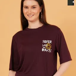 kintu parantu Women Pack of 2 One piece Graphic Printed Round Neck Relaxed Fit T-shirts-image-44