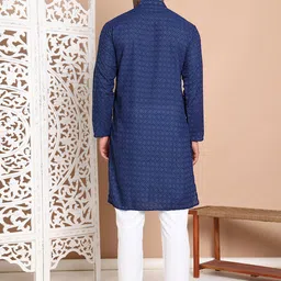 Anouk Men Embroidered Regular Chikankari Pure Cotton Kurta with Pyjamas image 5