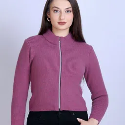 Winter Wonders Women Ribbed Woollen Crop Cardigan-picture-36